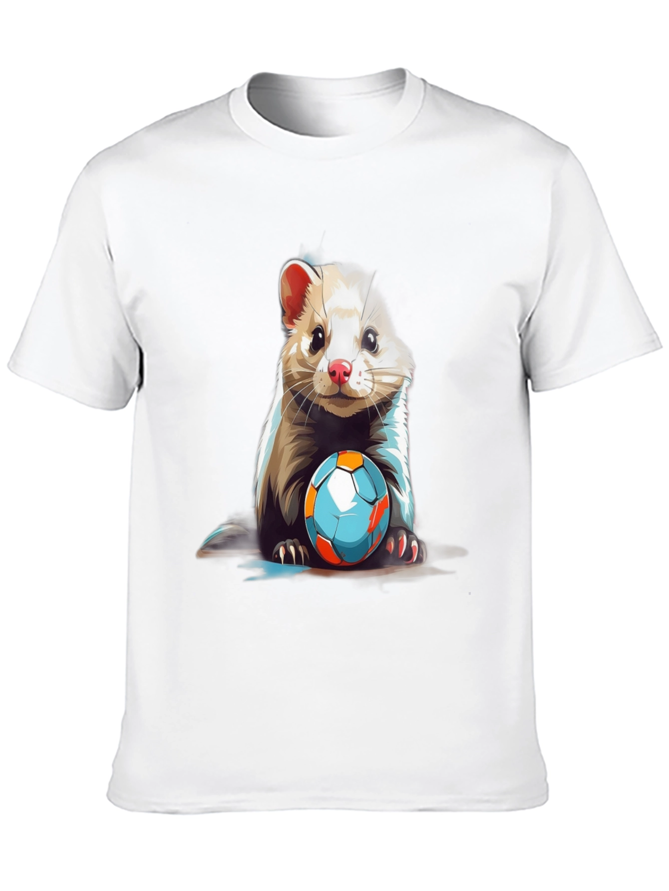 Ferret & Football Graphic Tee - Cute Animal Design