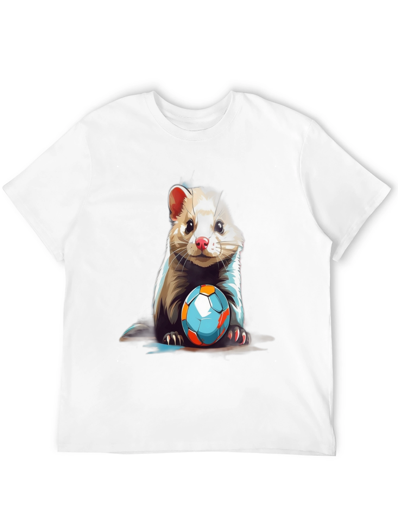Ferret & Football Graphic Tee - Cute Animal Design