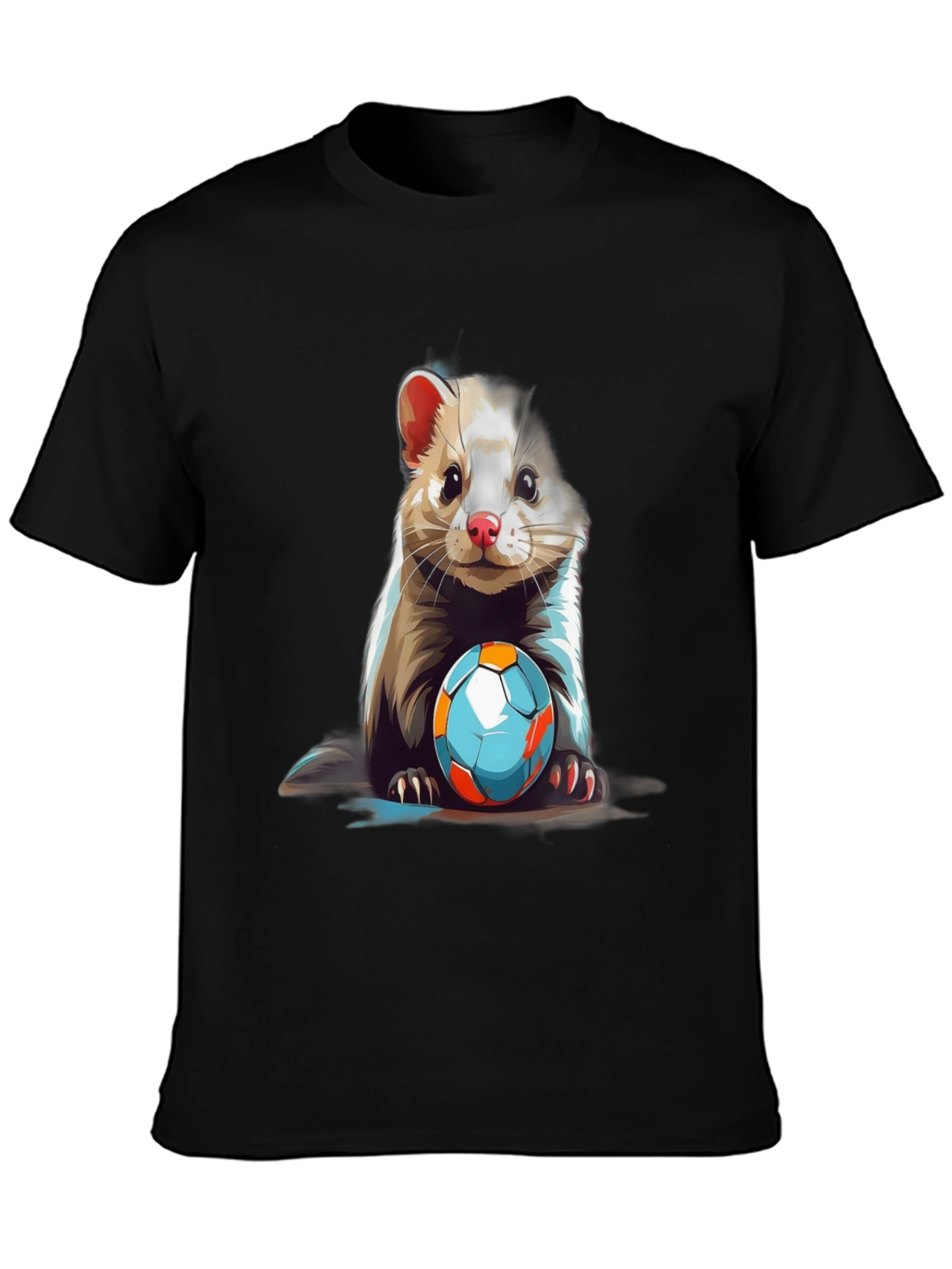 Ferret & Football Graphic Tee - Cute Animal Design