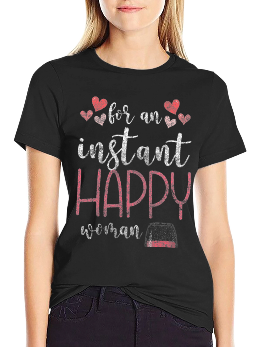 Instant Happy Woman T-Shirt - Novelty Graphic Tee