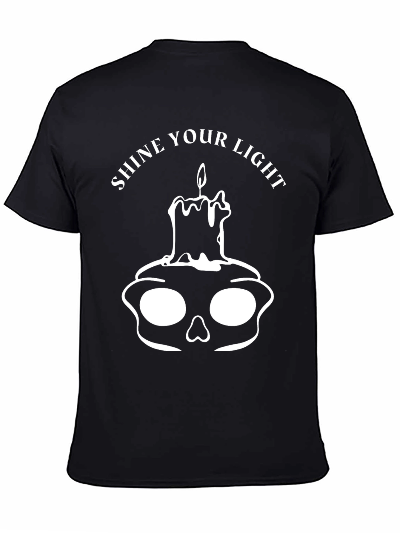 Shine Your Light Skull Candle Black Graphic T-Shirt