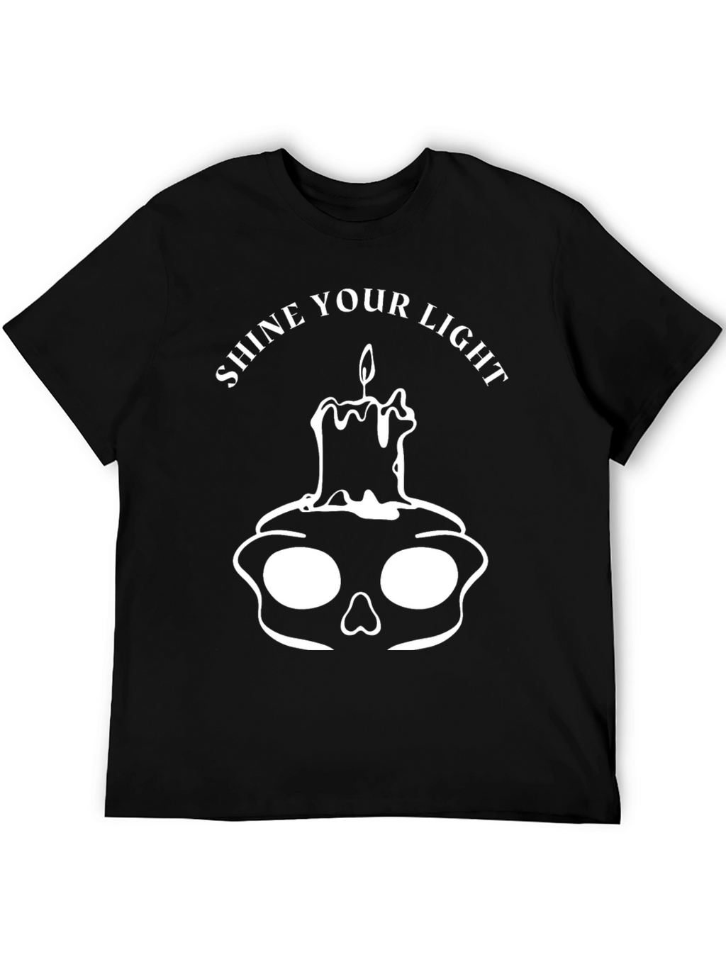 Shine Your Light Skull Candle Black Graphic T-Shirt