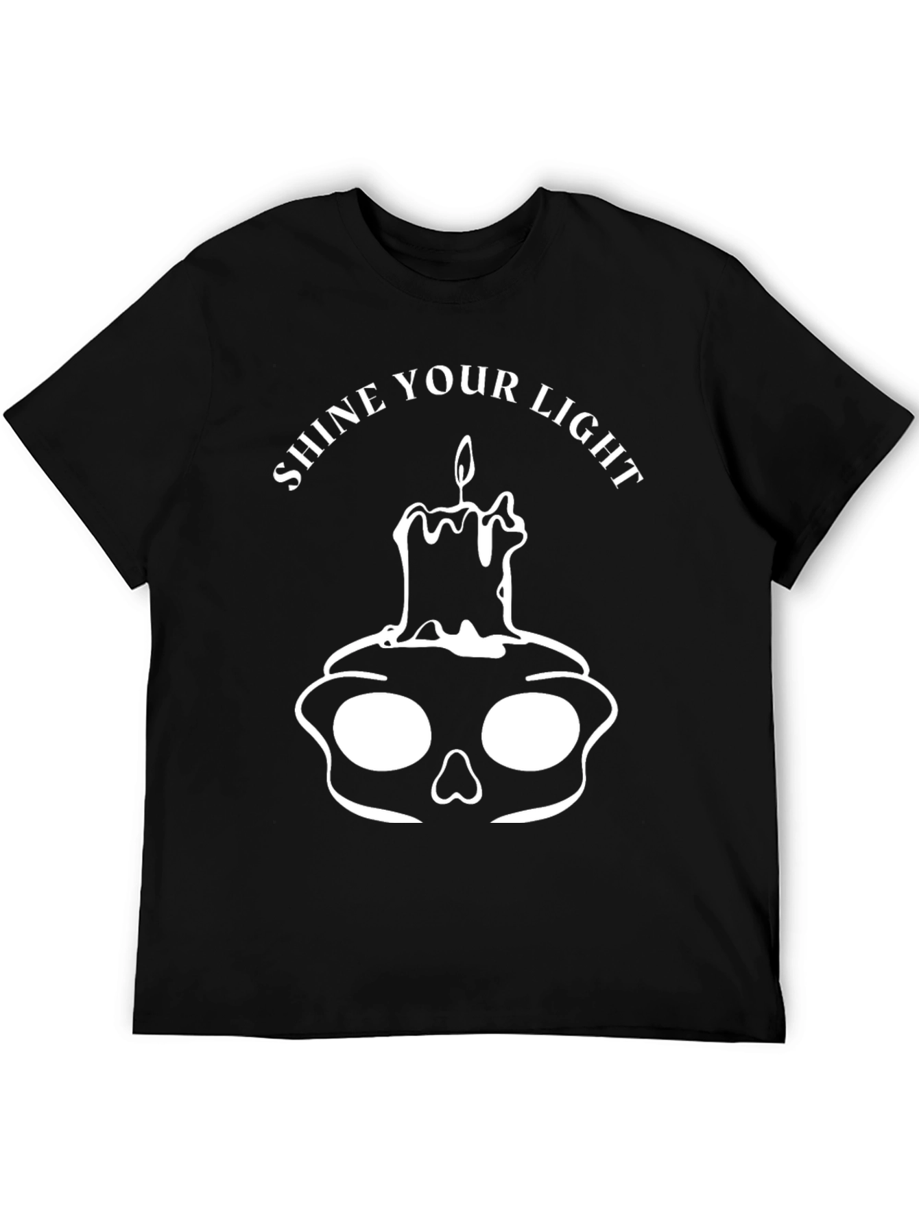 Shine Your Light Skull Candle Black Graphic T-Shirt