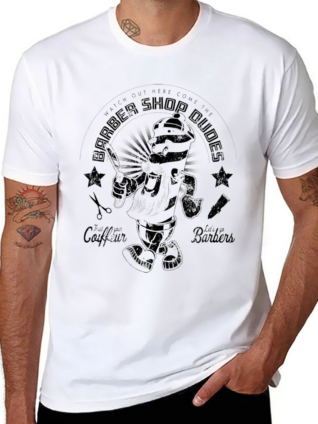 Barber Shop Dudes Graphic T-Shirt - Black