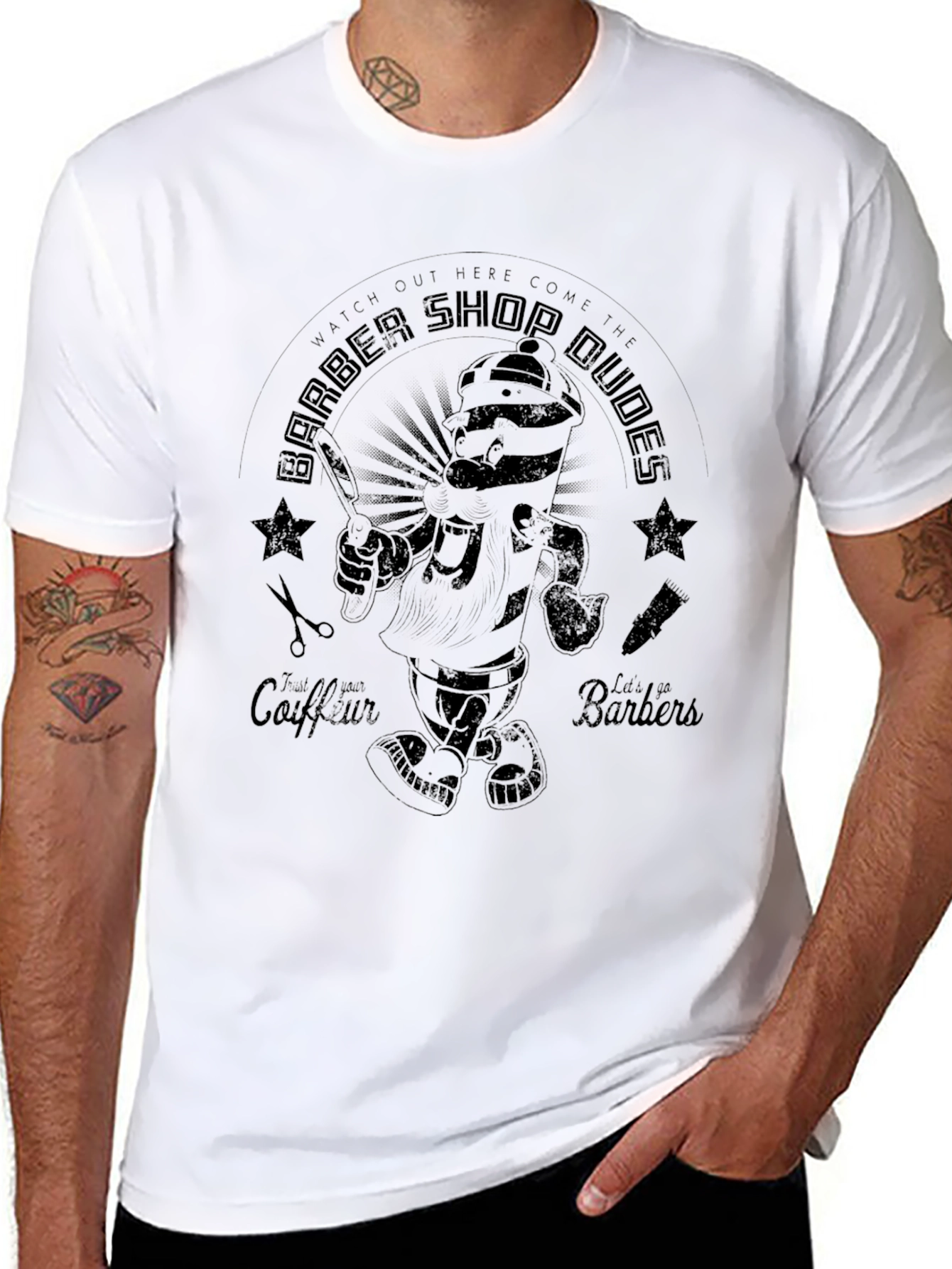 Barber Shop Dudes Graphic T-Shirt - Black