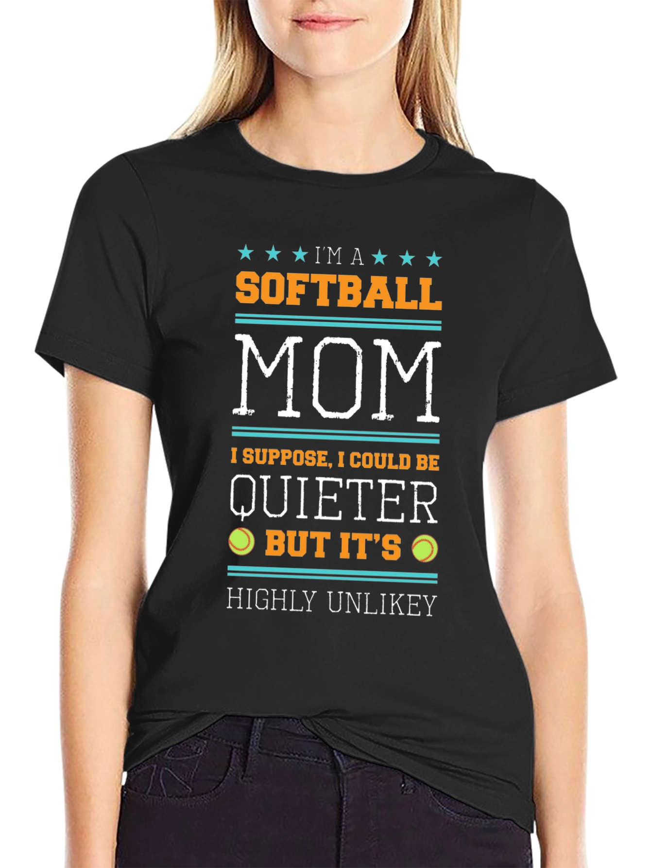 Softball Mom Graphic Tee - Ima Quiet(er) but Its Highly Unlikely