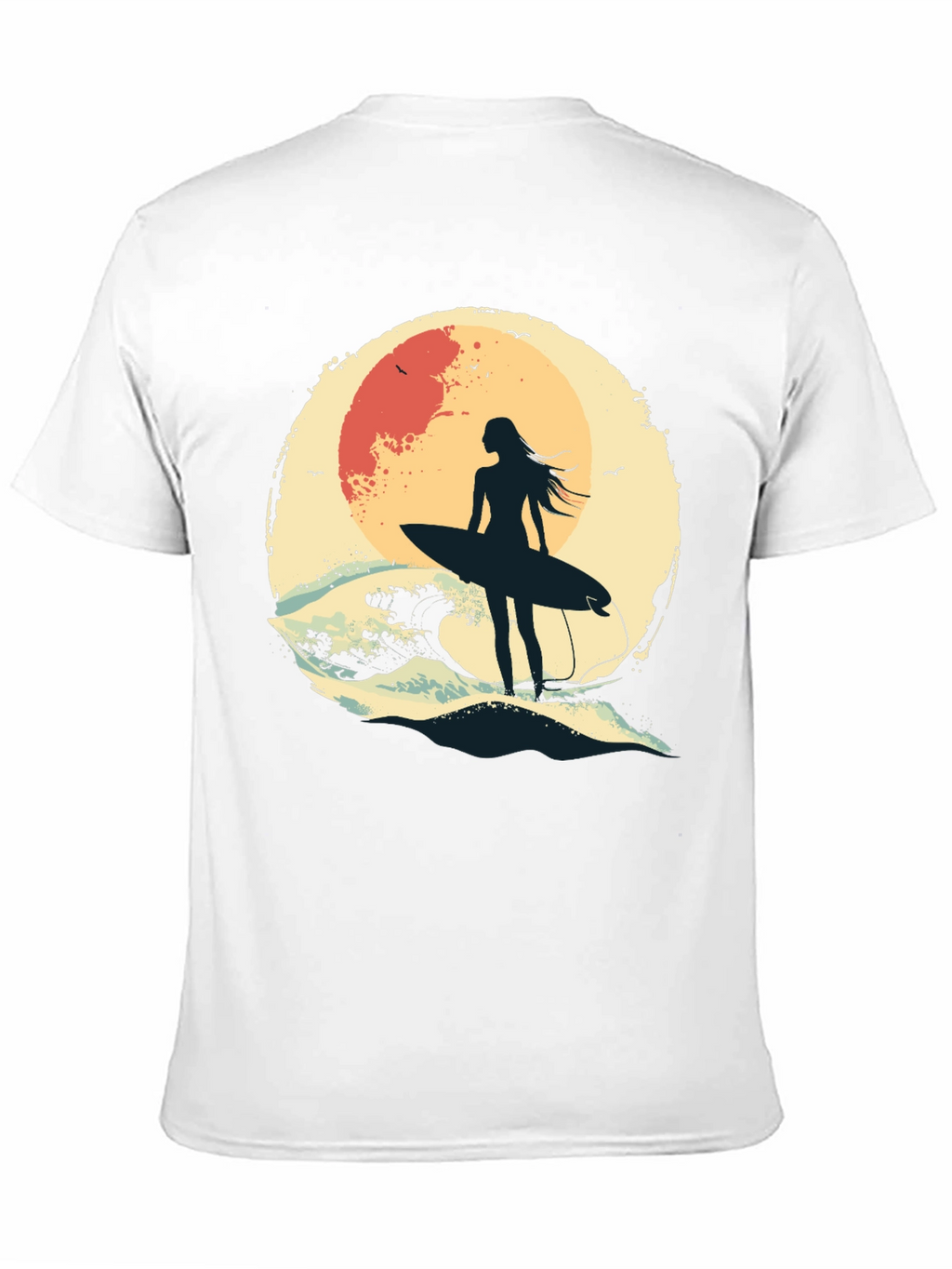 Surfer Girl Graphic Tee - Black Unisex T-Shirt