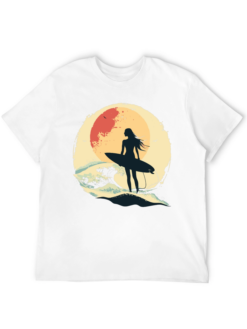 Surfer Girl Graphic Tee - Black Unisex T-Shirt