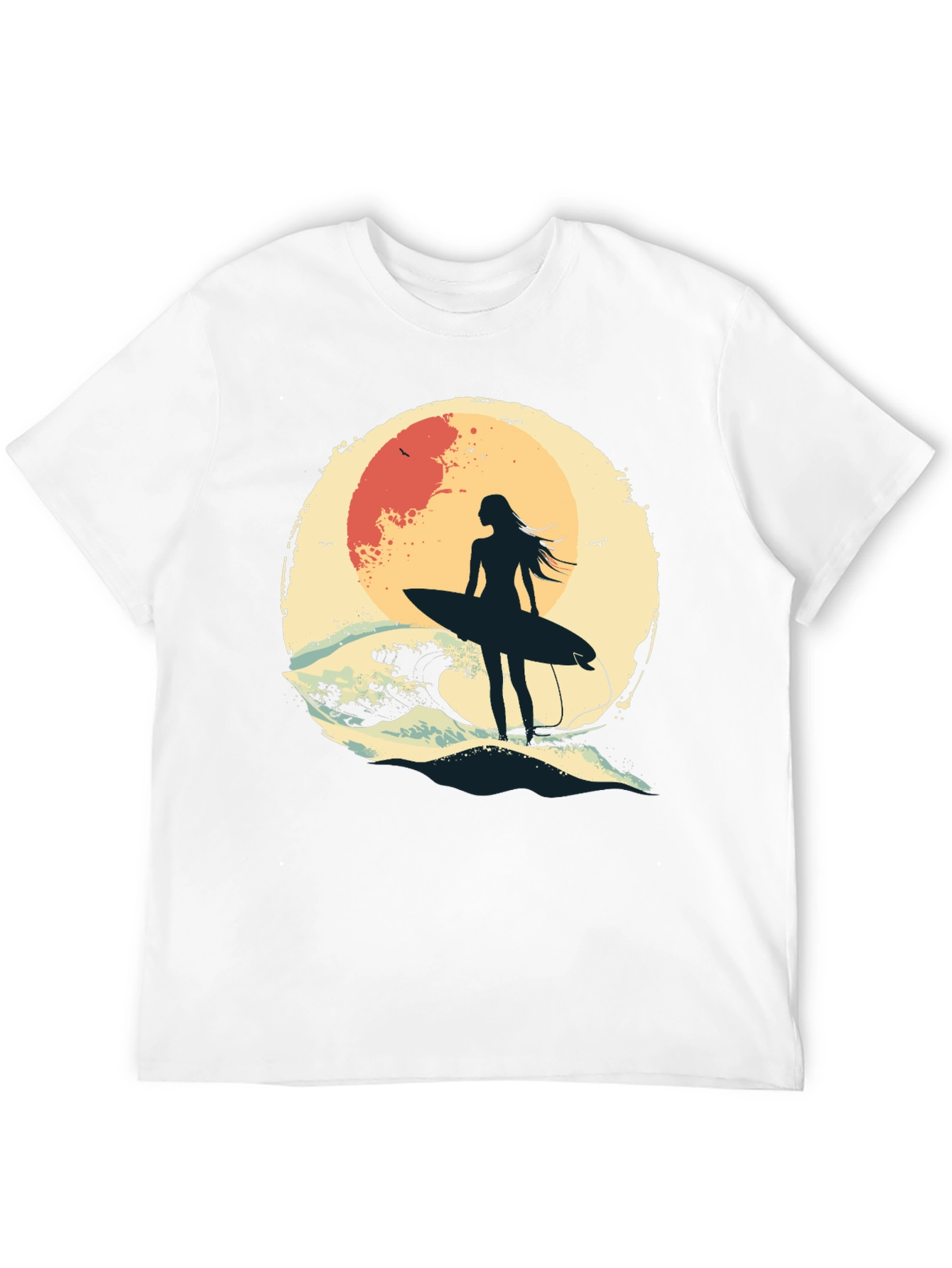 Surfer Girl Graphic Tee - Black Unisex T-Shirt