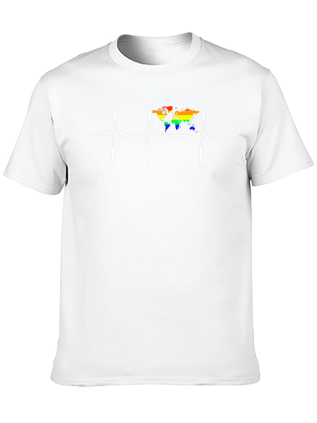 LGBTQ Pride World Map Heartbeat T-Shirt