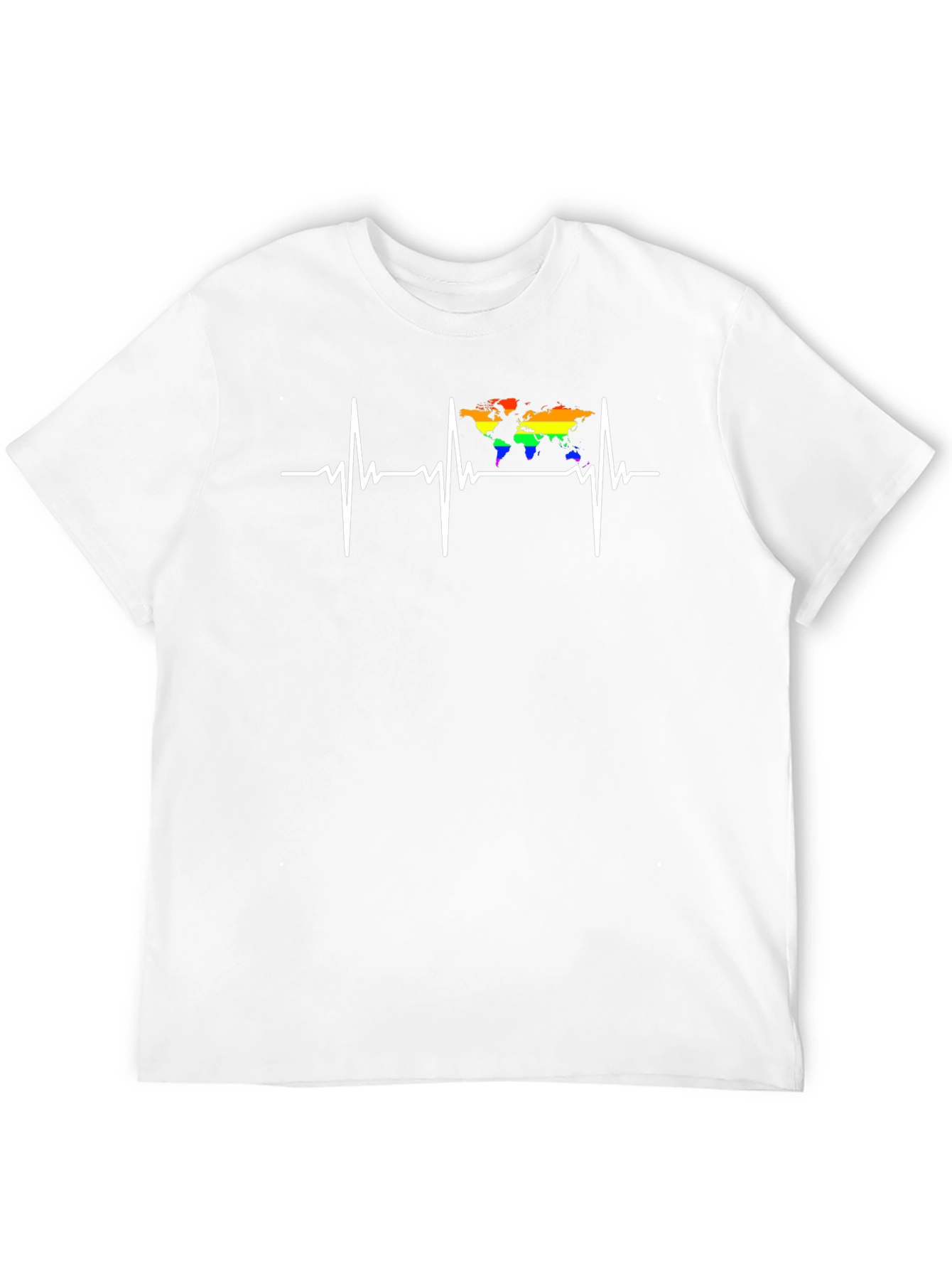 LGBTQ Pride World Map Heartbeat T-Shirt