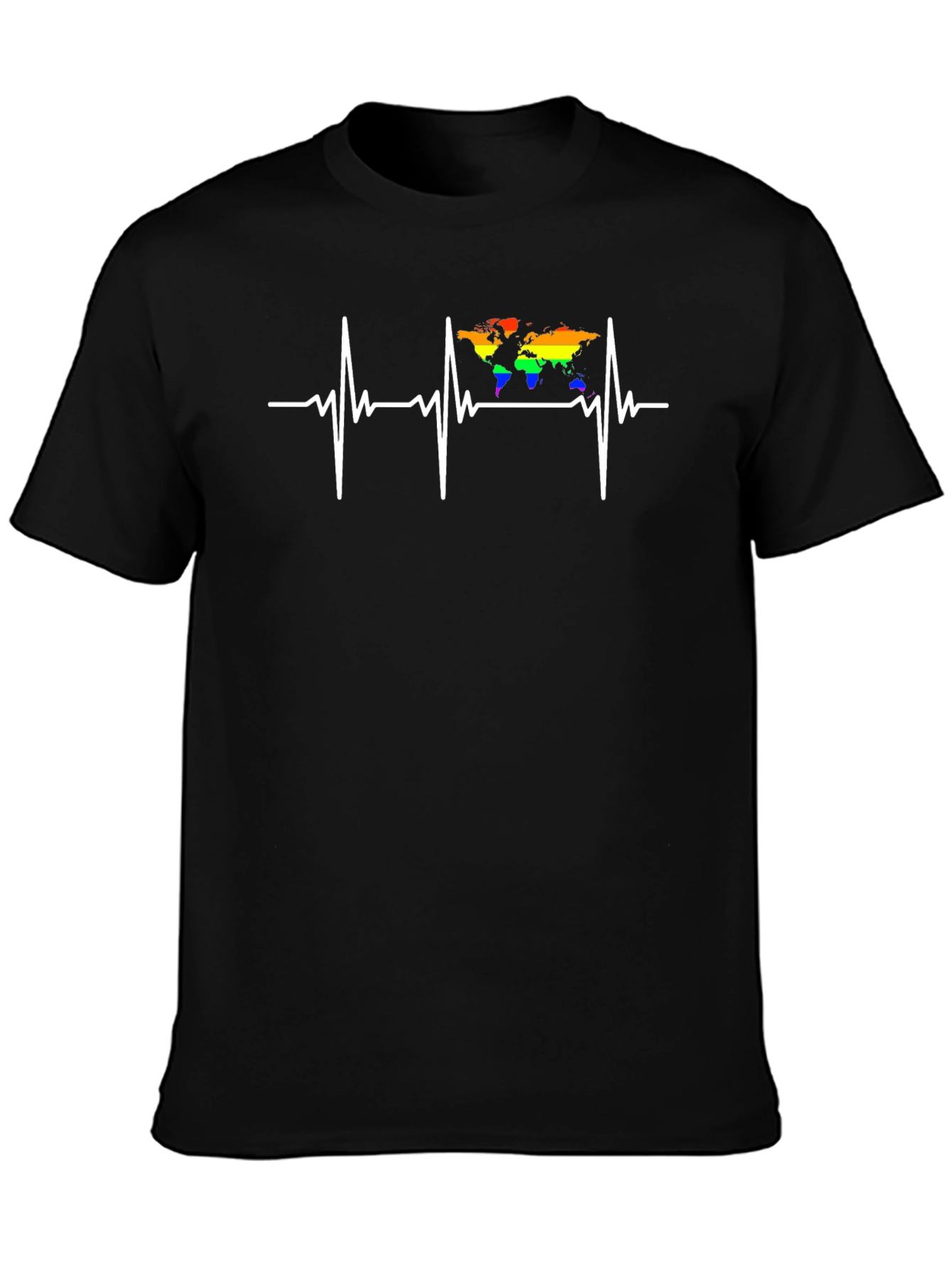 LGBTQ Pride World Map Heartbeat T-Shirt