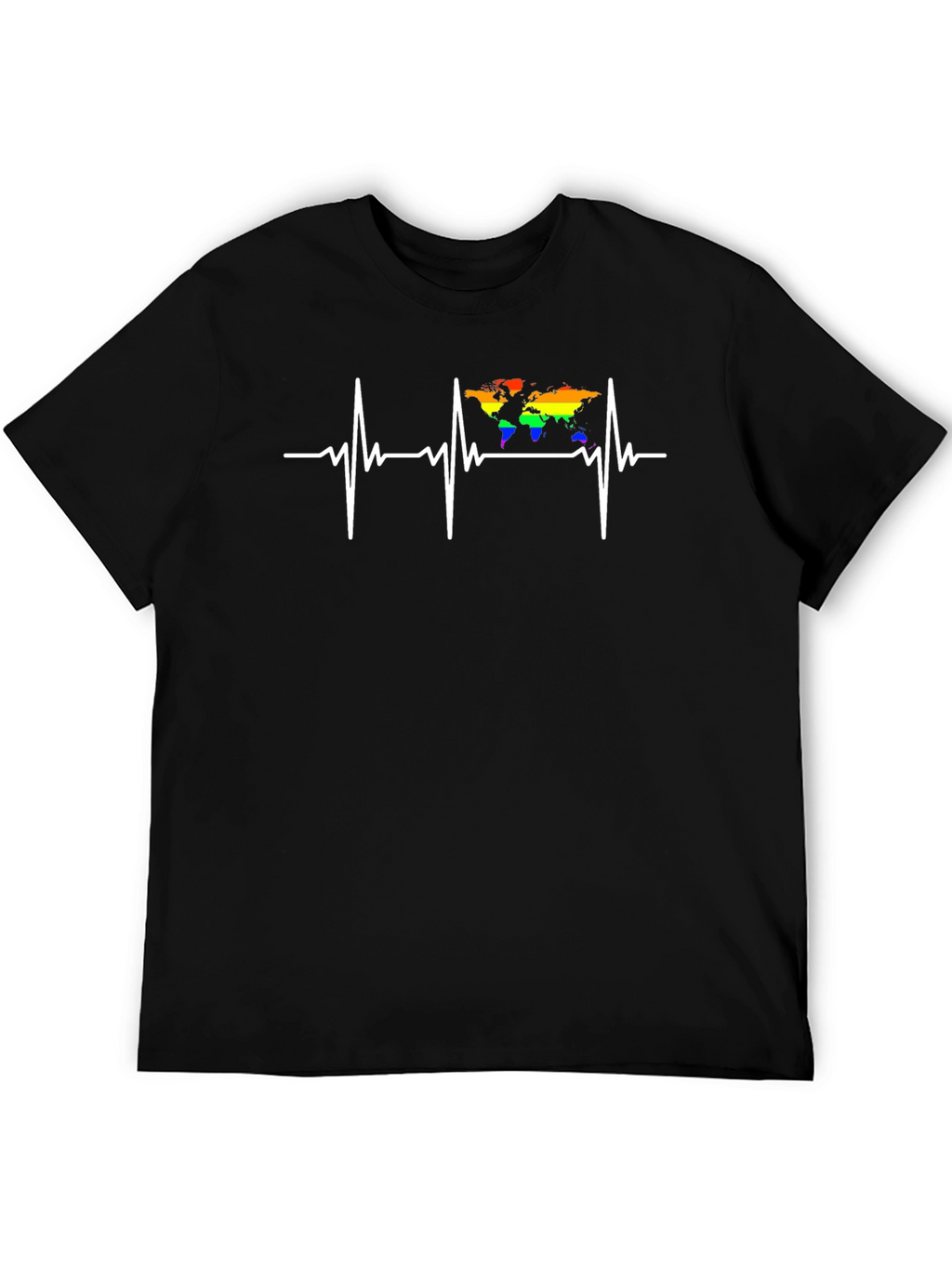 LGBTQ Pride World Map Heartbeat T-Shirt