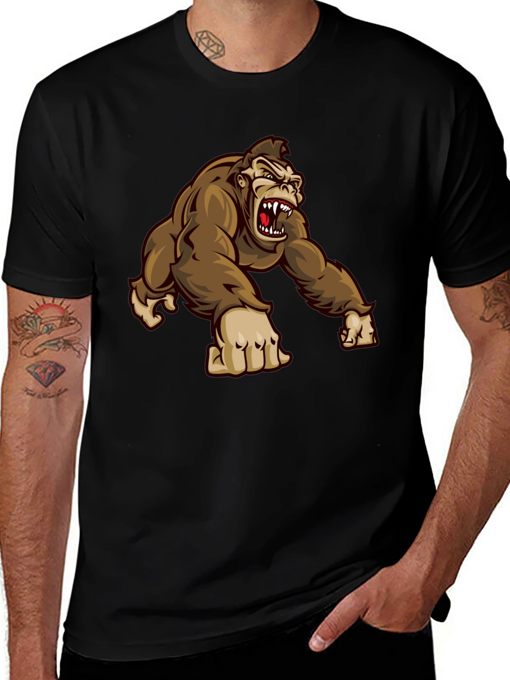 Mens Gorilla Graphic Tee - Black
