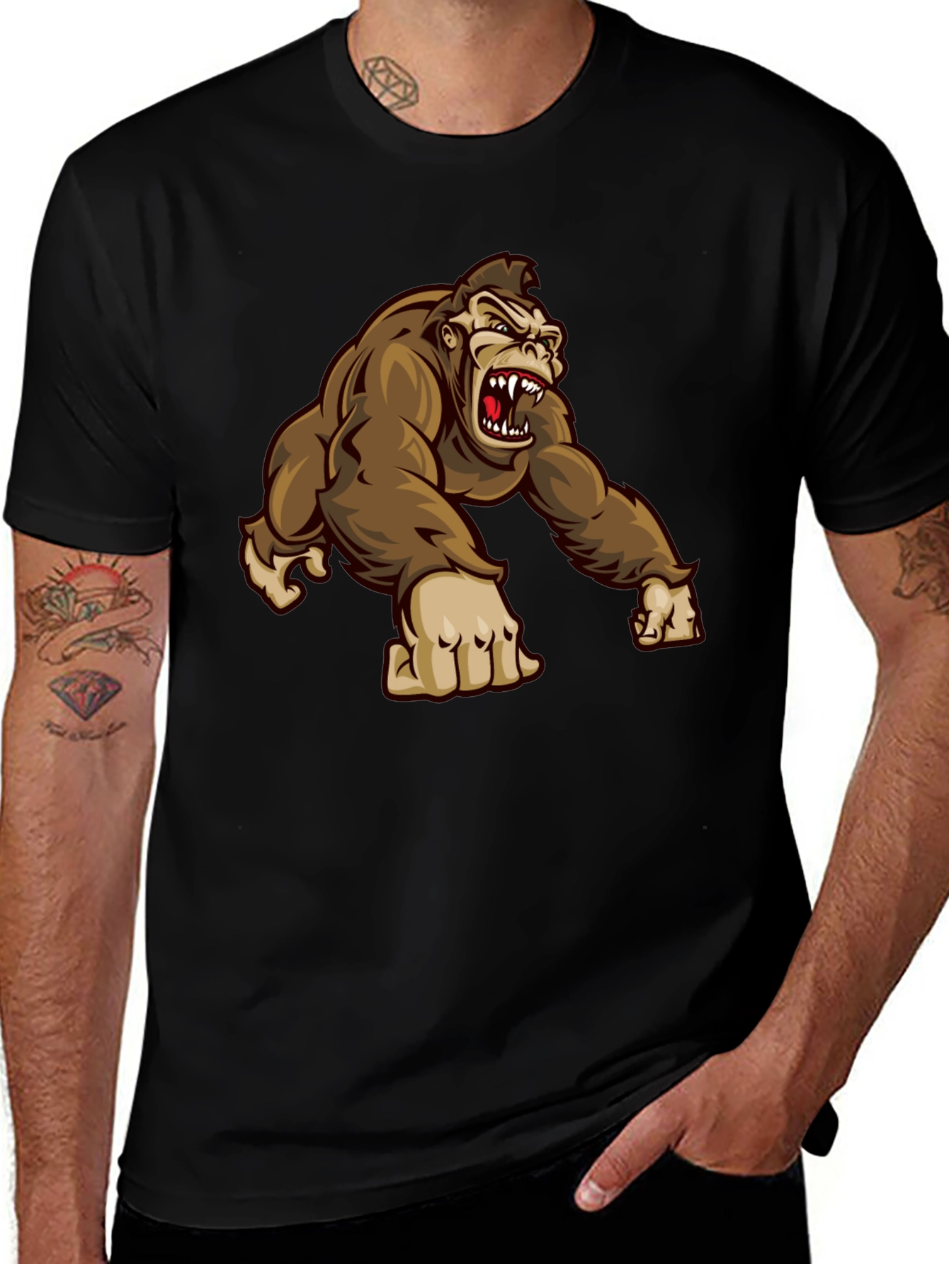 Mens Gorilla Graphic Tee - Black