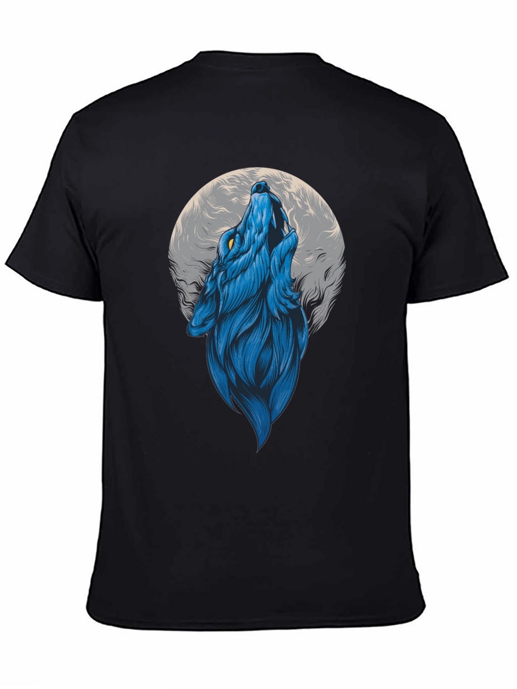 Blue Wolf Howling at Moon Graphic Tee