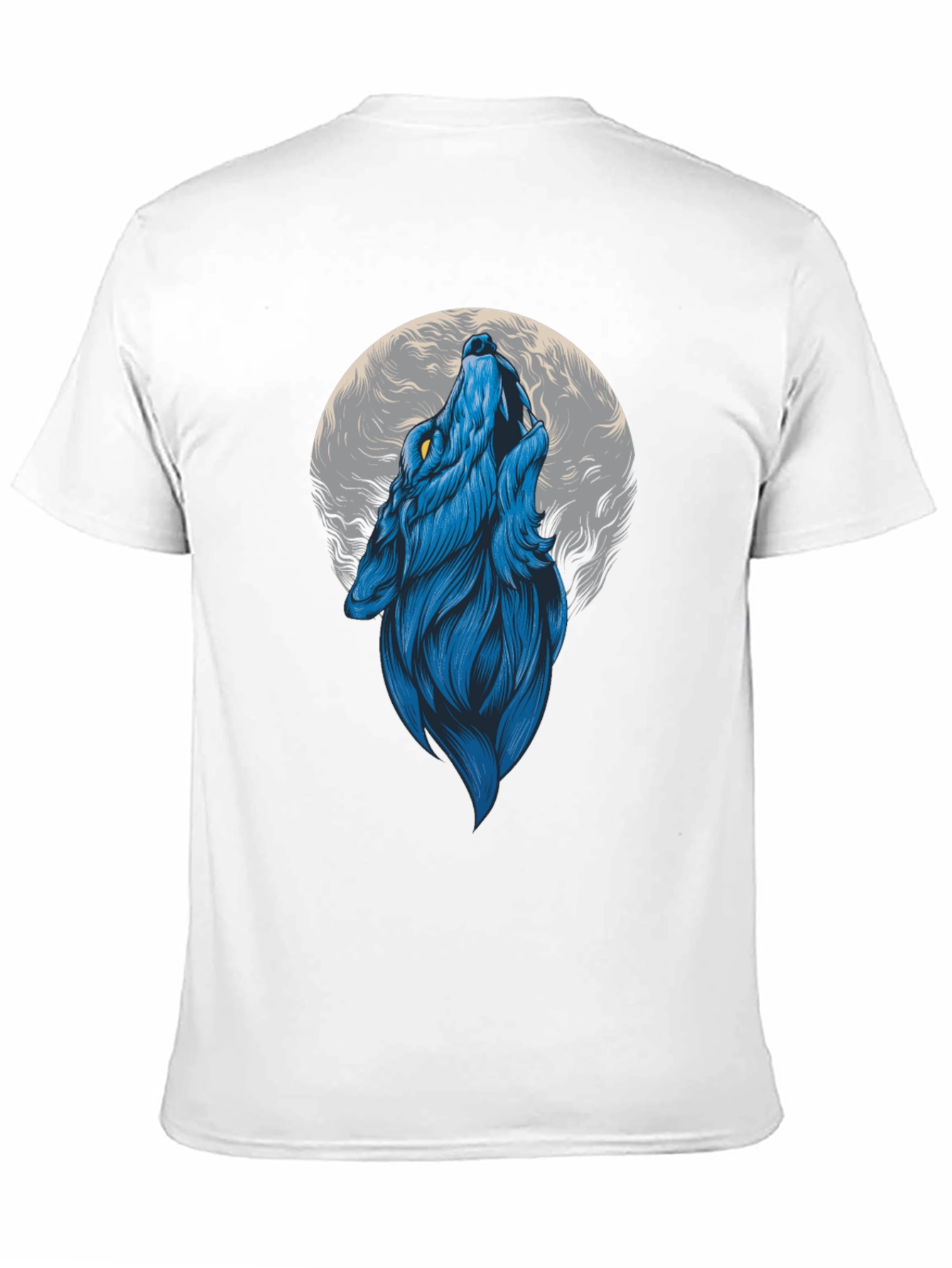 Blue Wolf Howling at Moon Graphic Tee