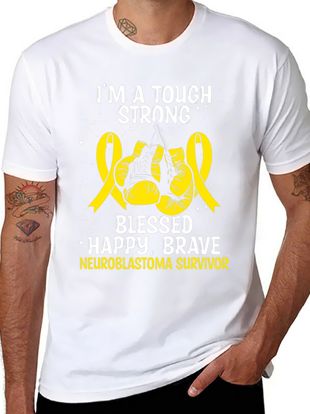 Neuroblastoma Survivor T-Shirt - Tough Strong & Blessed