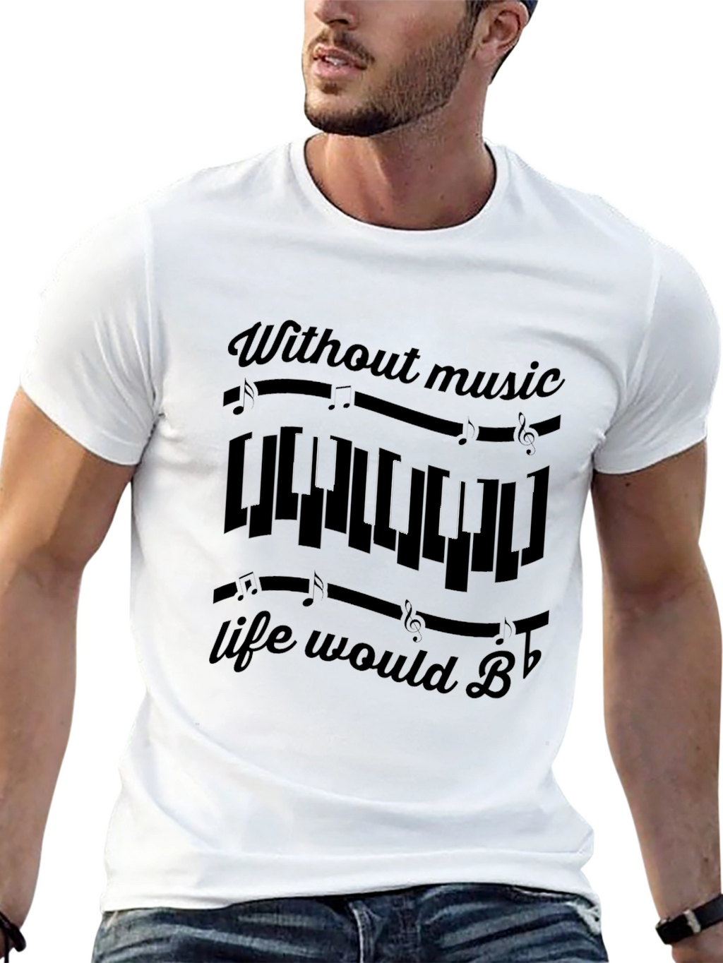 Music Lover T-Shirt: Without Music Life Would B Flat