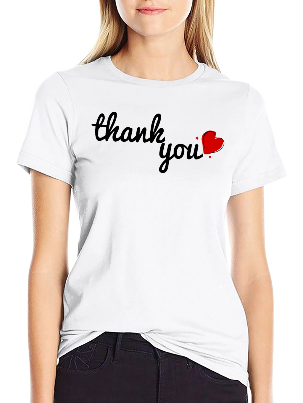 Thank You Heart Graphic Tee - Soft Cotton Blend