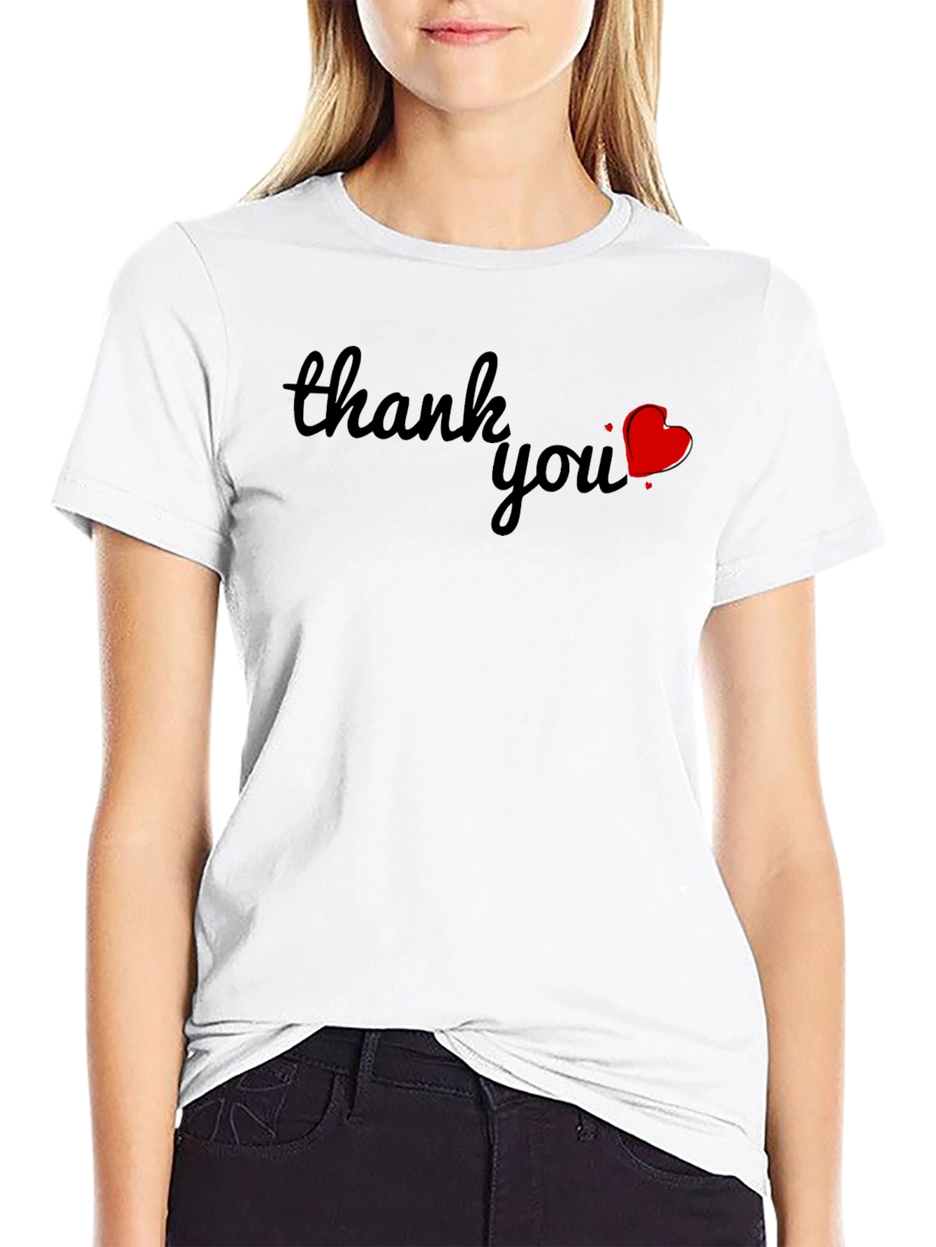 Thank You Heart Graphic Tee - Soft Cotton Blend