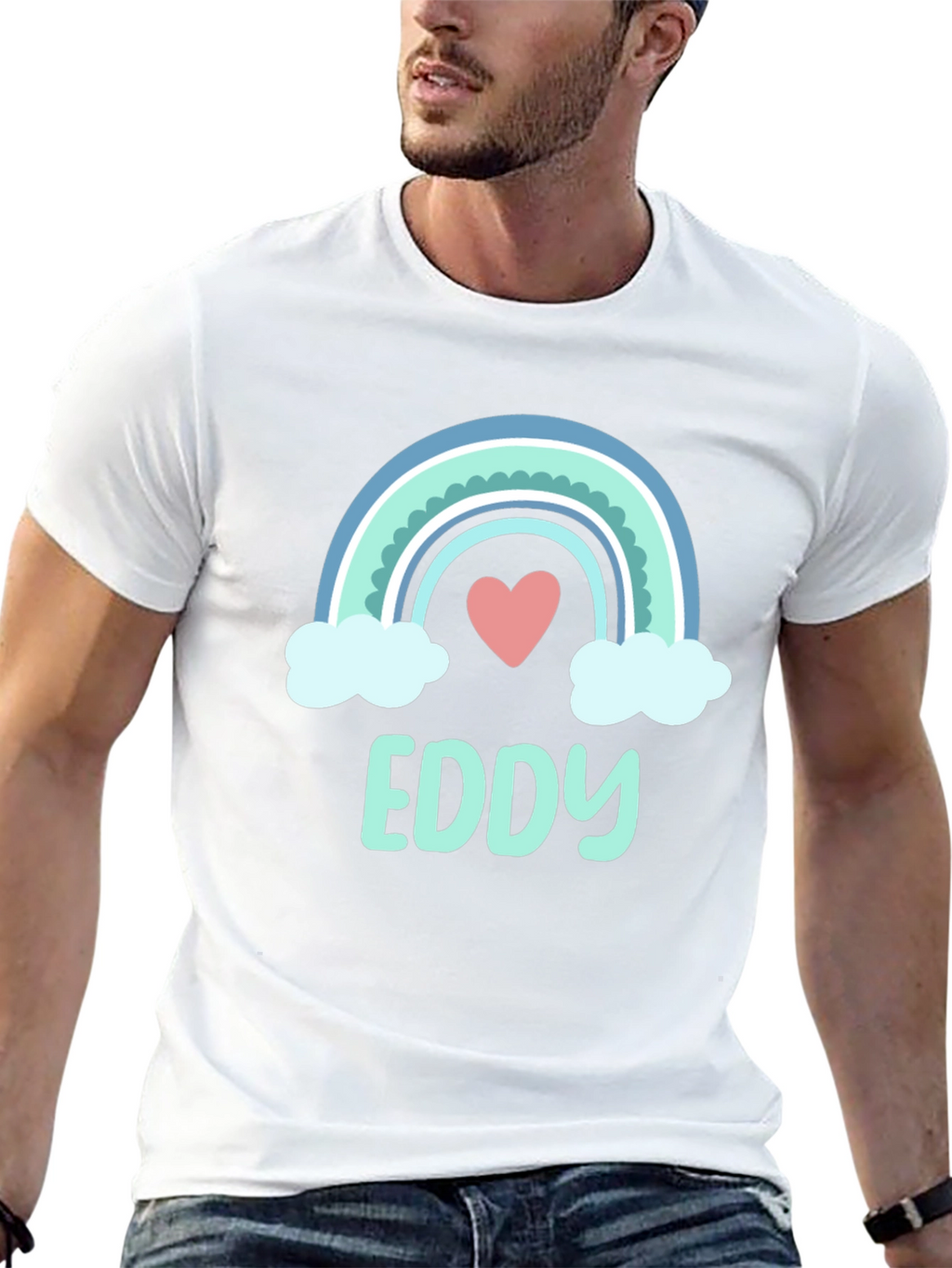 Eddy Rainbow Heart Tee - Custom Name Shirt