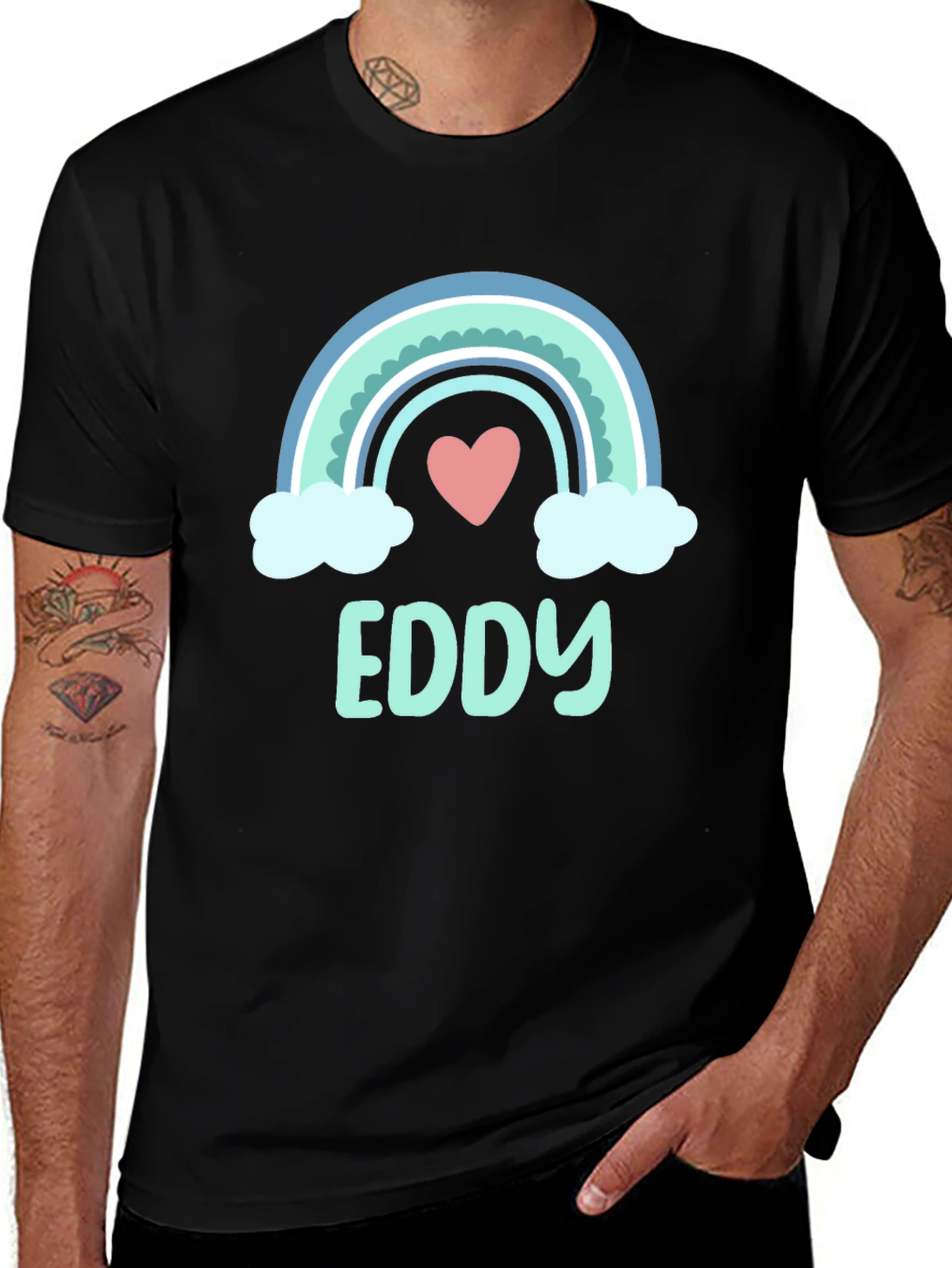Eddy Rainbow Heart Tee - Custom Name Shirt