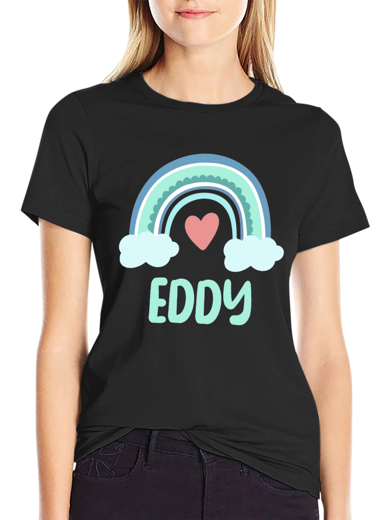 Eddy Rainbow Heart Tee - Custom Name Shirt