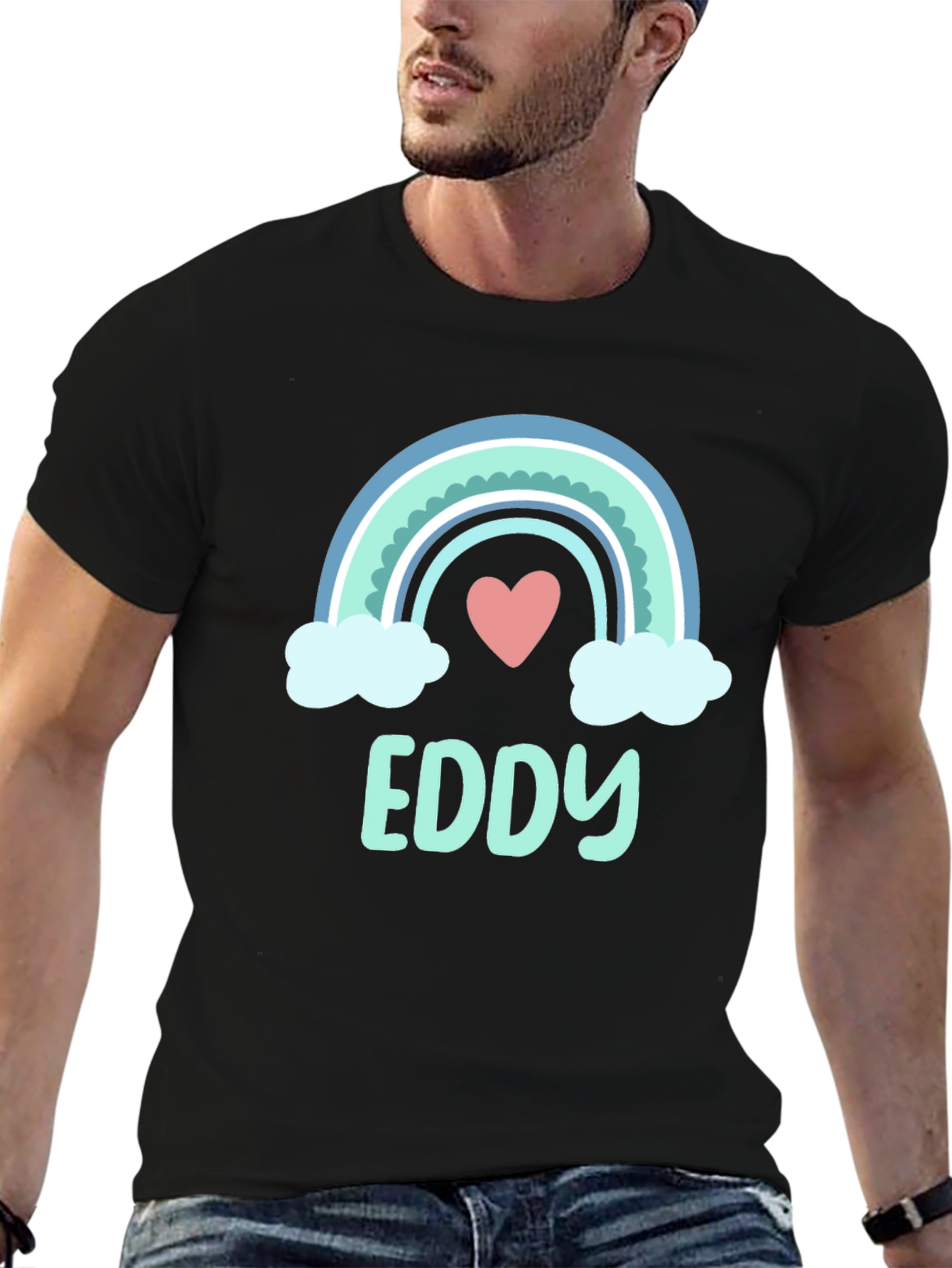 Eddy Rainbow Heart Tee - Custom Name Shirt