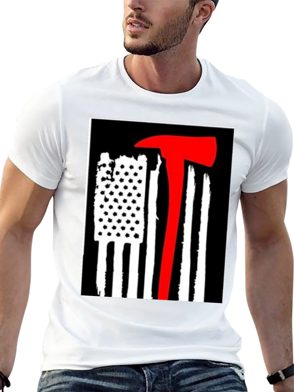 Firefighter Axe Flag Graphic Tee