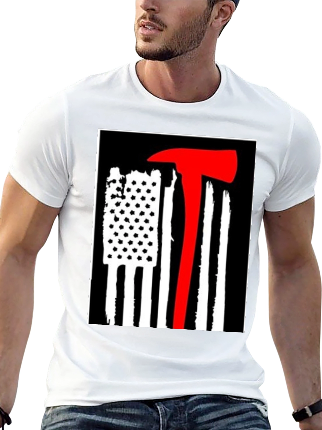 Firefighter Axe Flag Graphic Tee