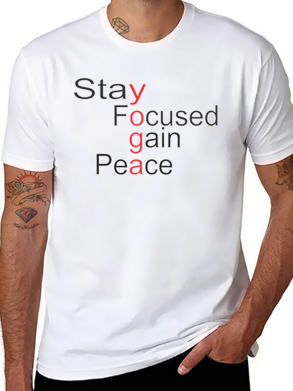 Yoga T-Shirt: Stay Focused Gain Peace Graphic Tee