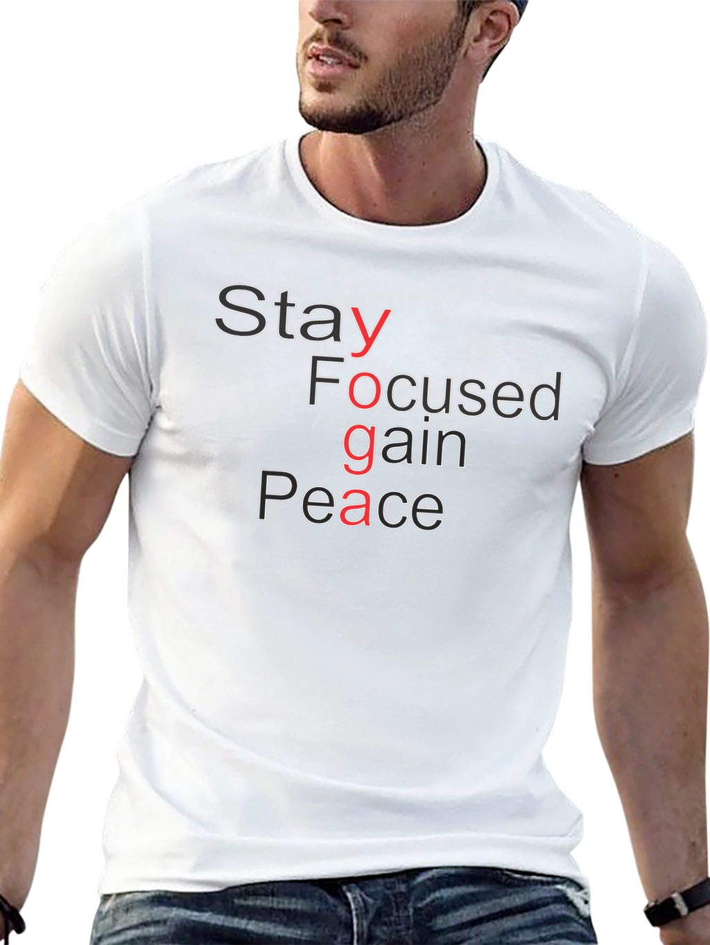 Yoga T-Shirt: Stay Focused Gain Peace Graphic Tee