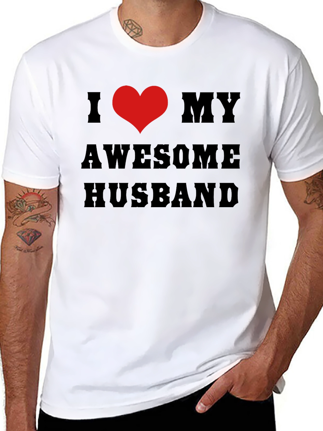 I Heart My Awesome Husband Black T-Shirt