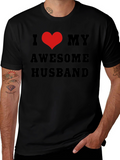 I Heart My Awesome Husband Black T-Shirt