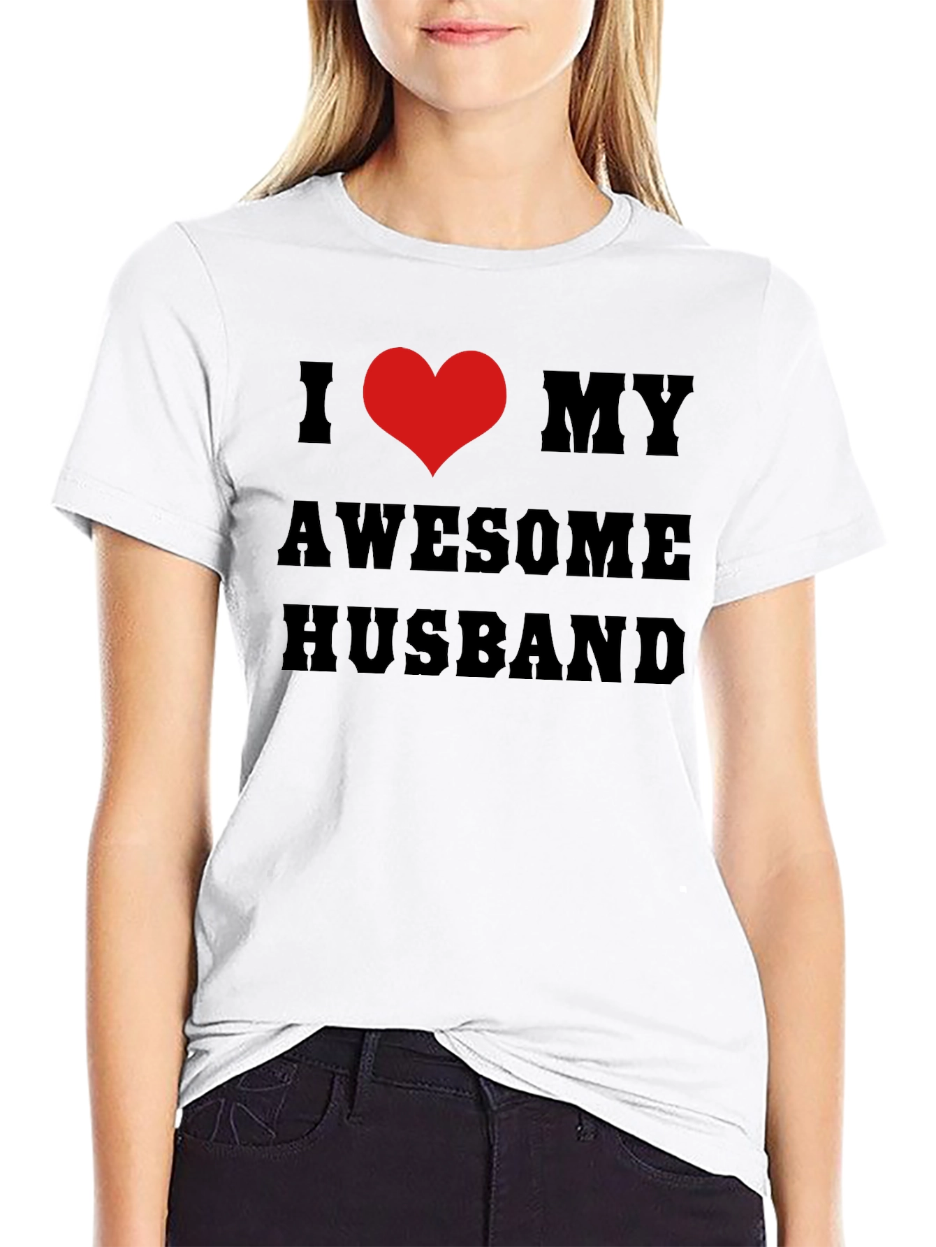 I Heart My Awesome Husband Black T-Shirt