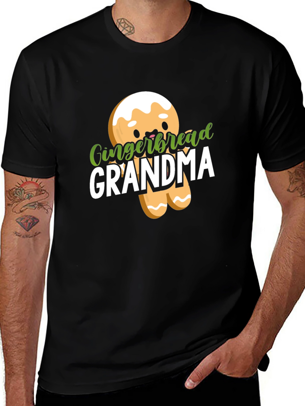 Gingerbread Grandma Black T-Shirt