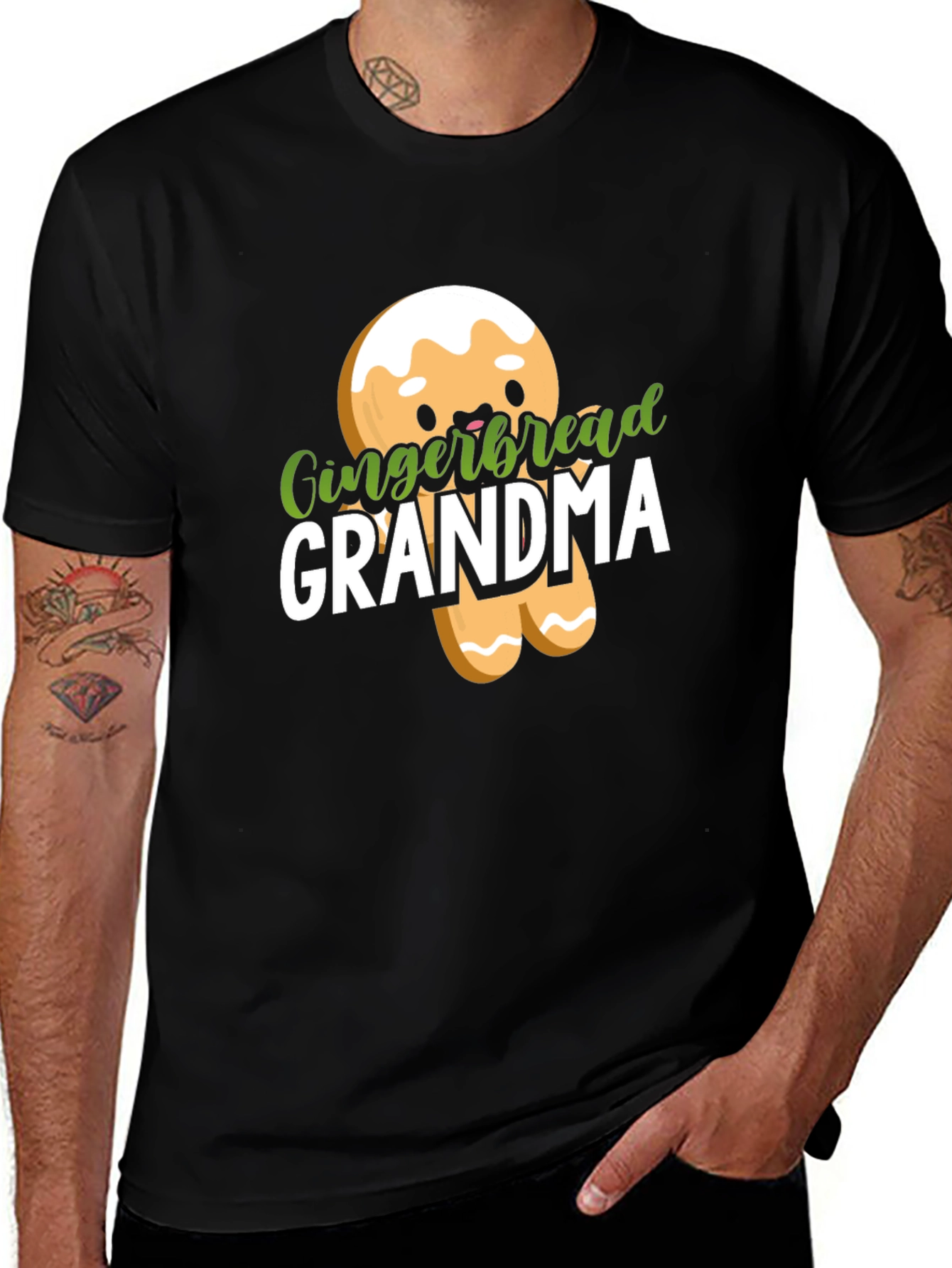 Gingerbread Grandma Black T-Shirt