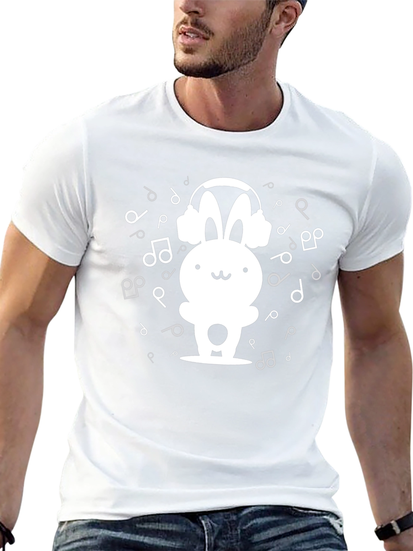 Bunny DJ Graphic Tee - Black Cotton Blend
