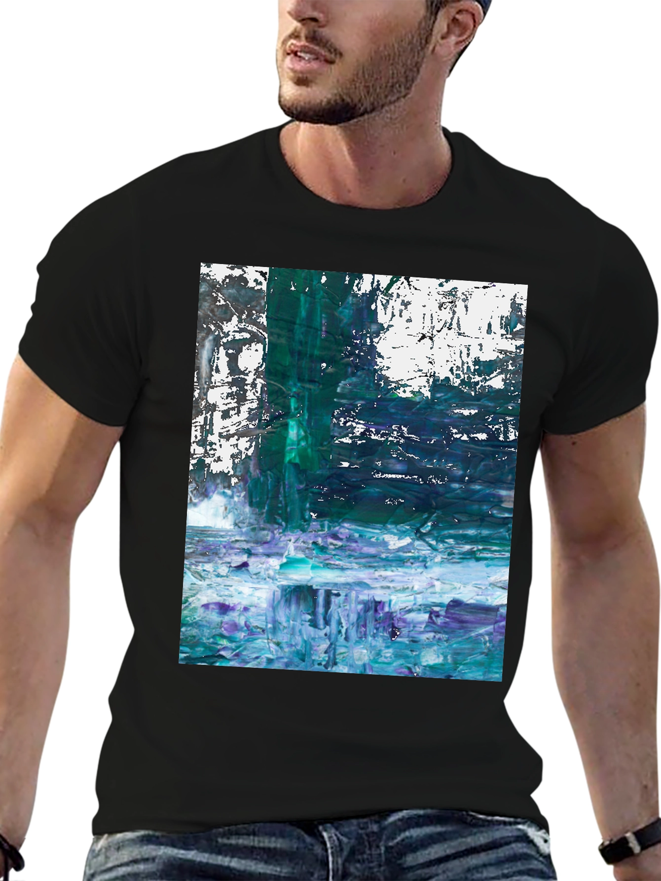 Abstract Art Mens Black T-Shirt