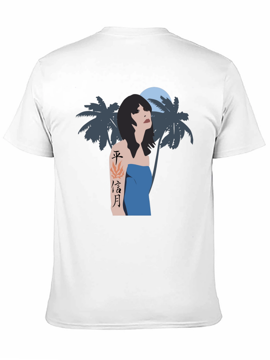 Tropical Woman Graphic Tee - Black Cotton Blend