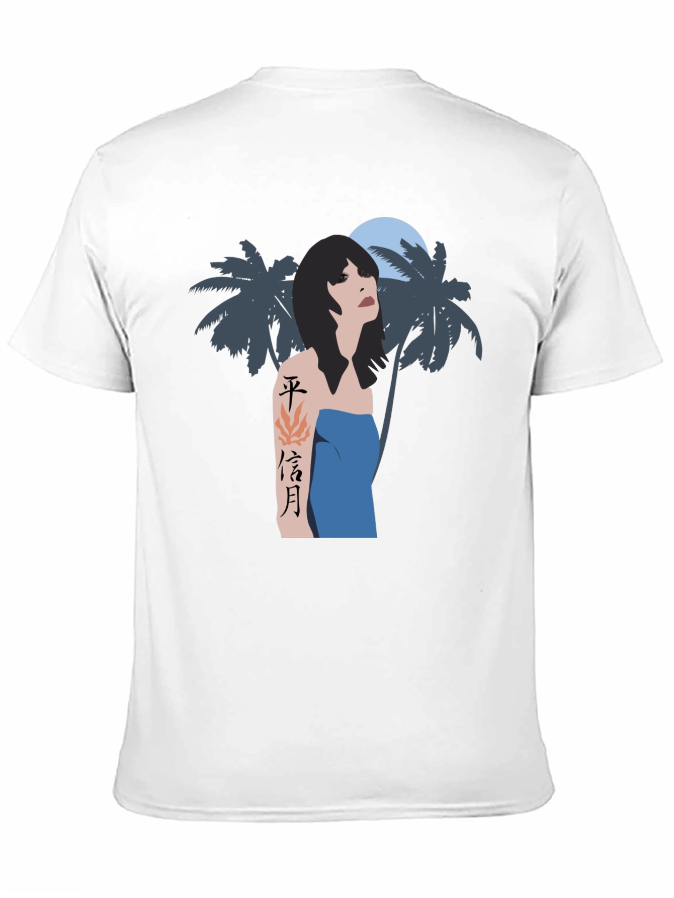 Tropical Woman Graphic Tee - Black Cotton Blend