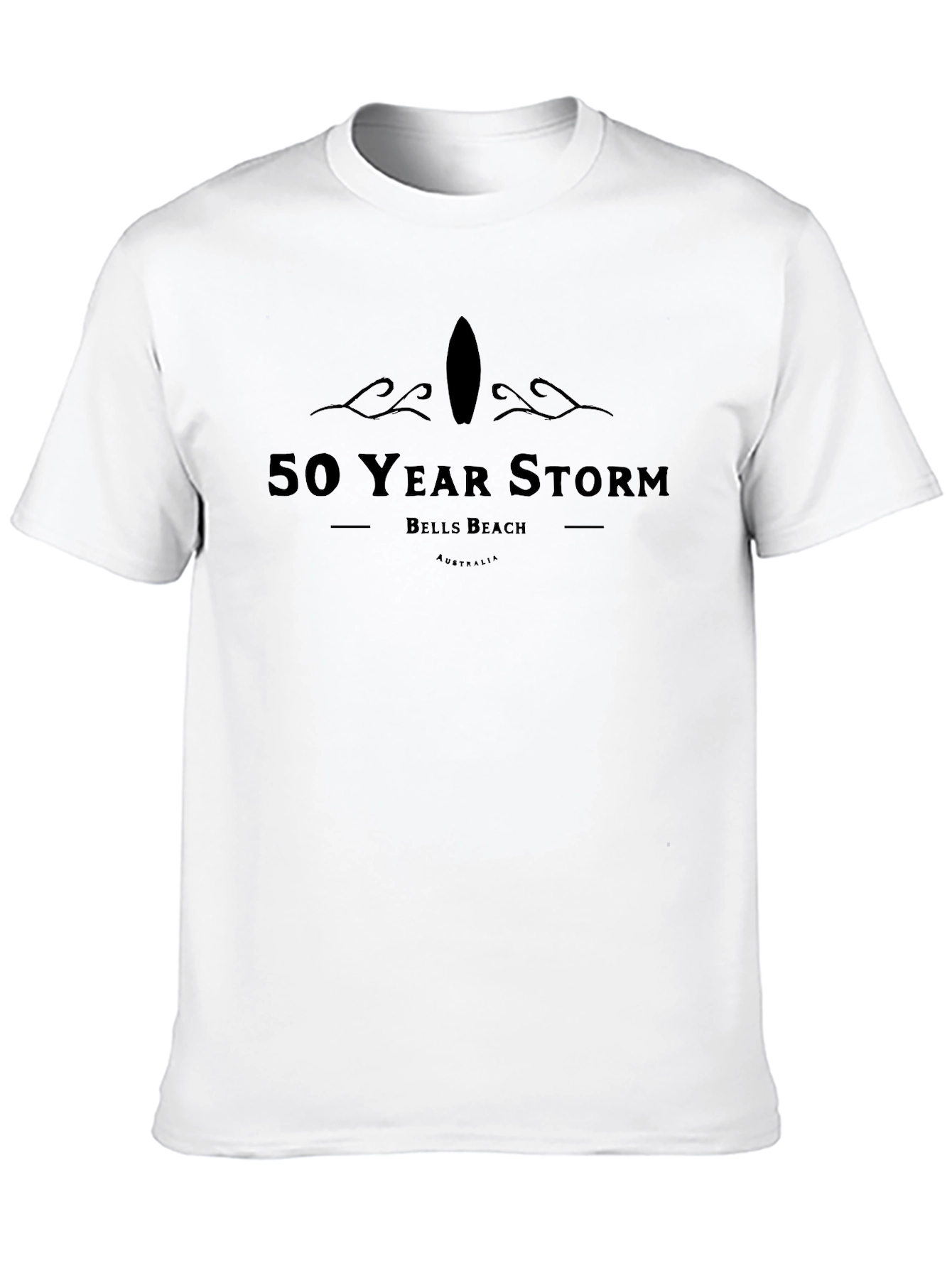 50 Year Storm Bells Beach Black T-Shirt