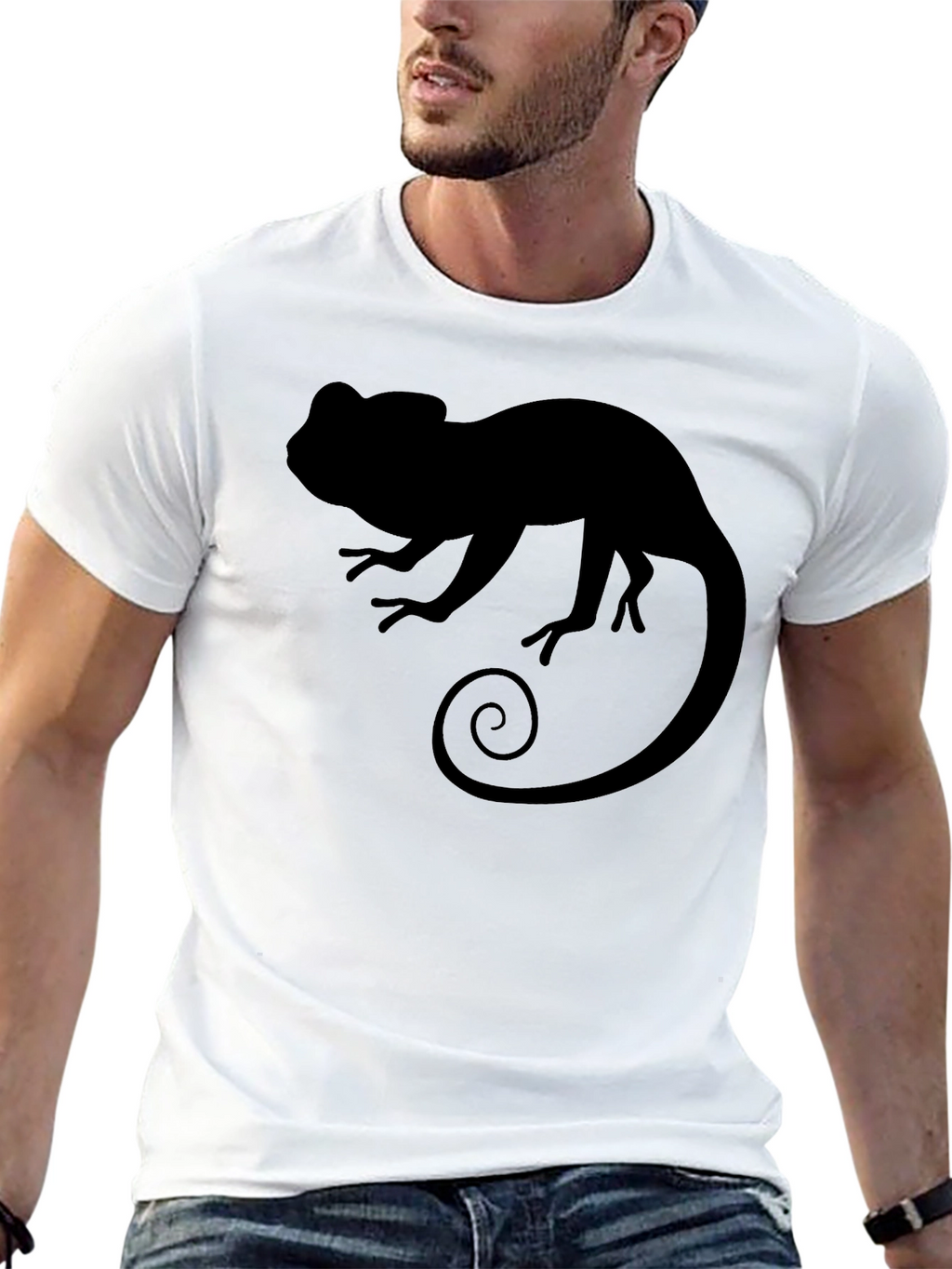 Chameleon Graphic Tee - Stylish Mens Black T-Shirt