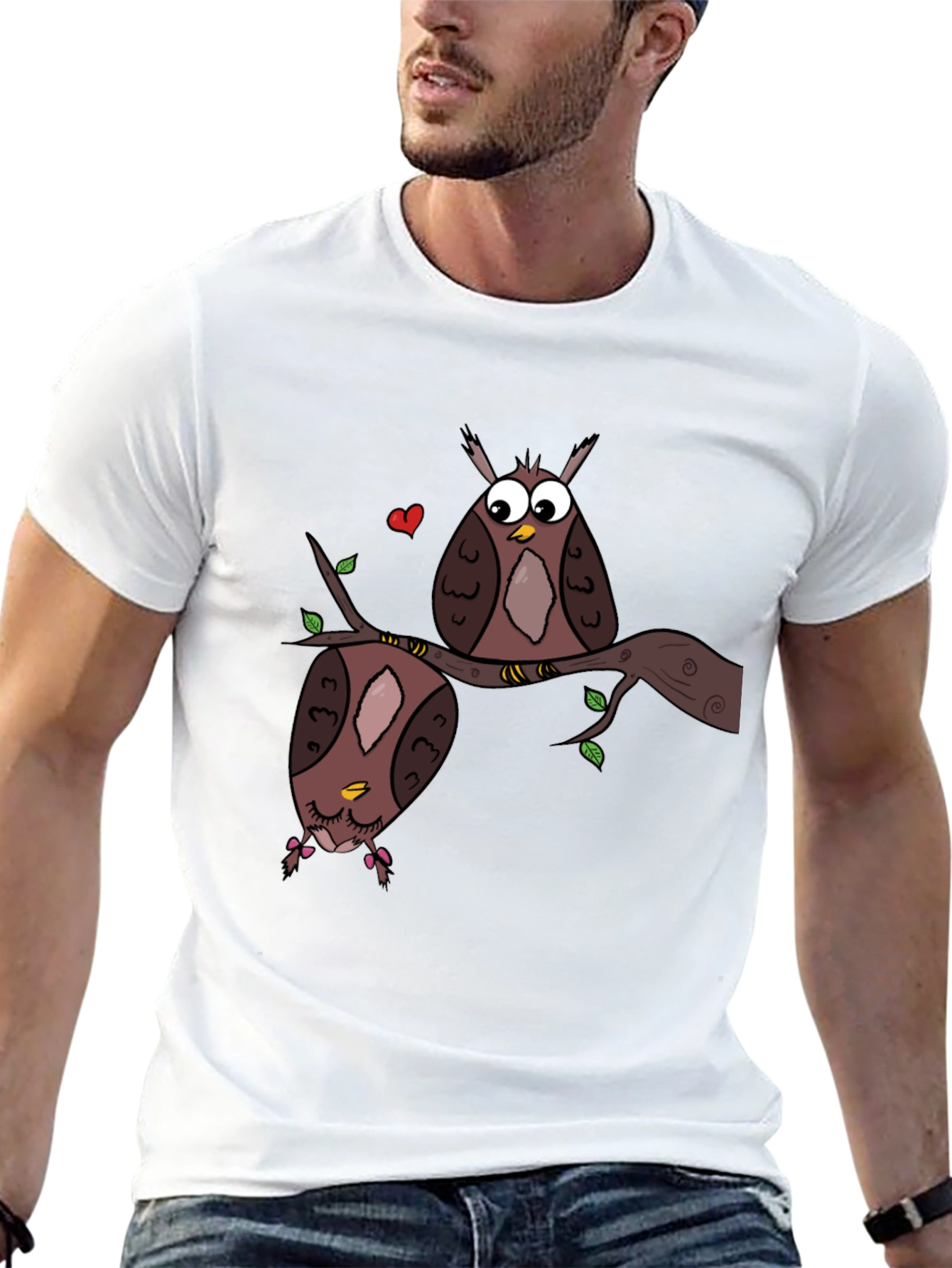 Owl Love Graphic Tee - Black Unisex T-Shirt