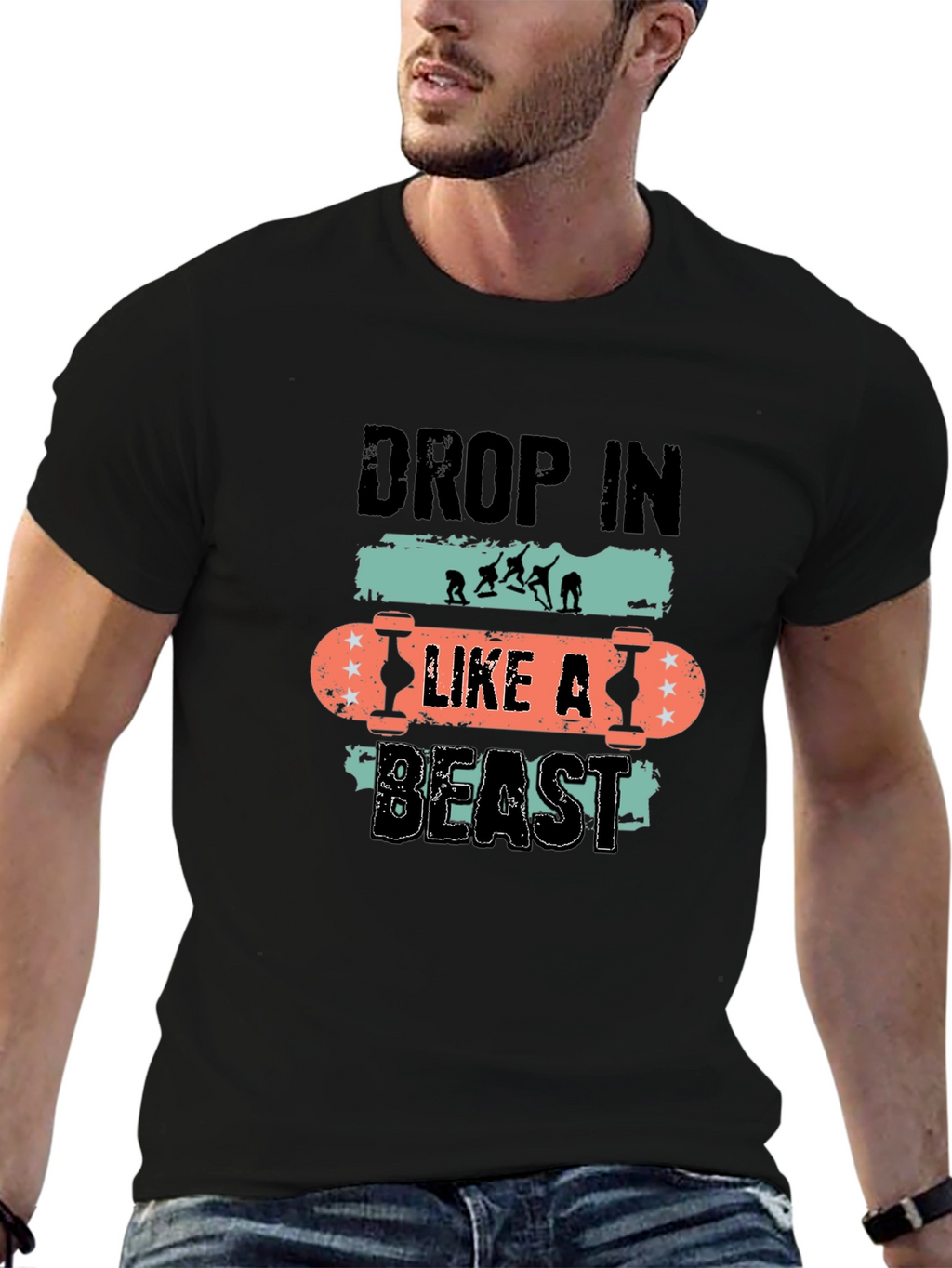 Drop In Like A Beast Skateboard T-Shirt