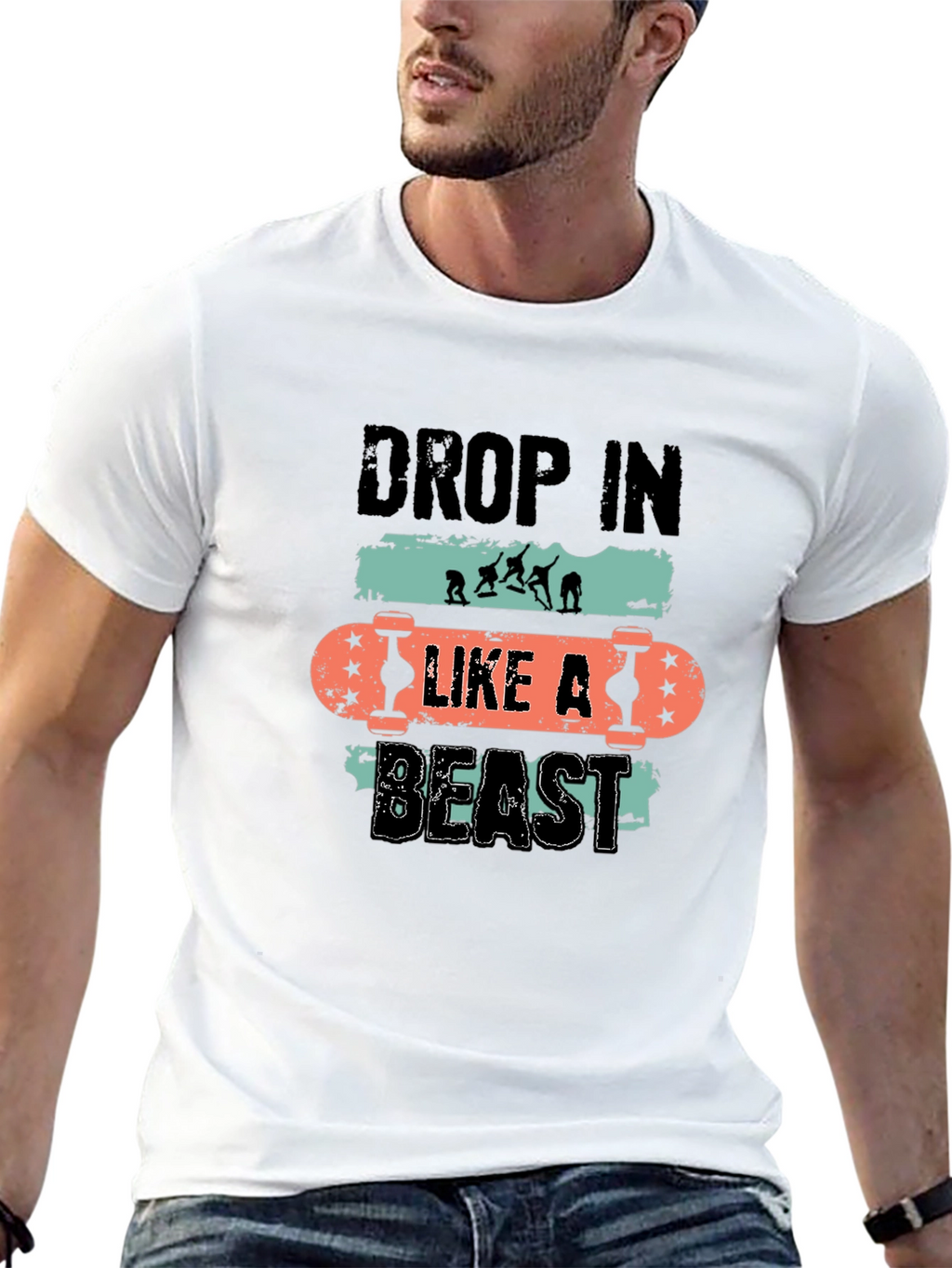 Drop In Like A Beast Skateboard T-Shirt