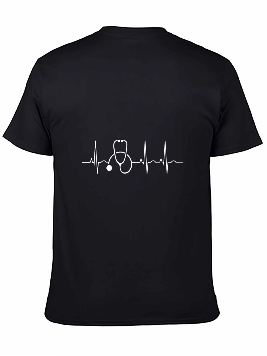 Heartbeat Stethoscope Graphic Black T-Shirt