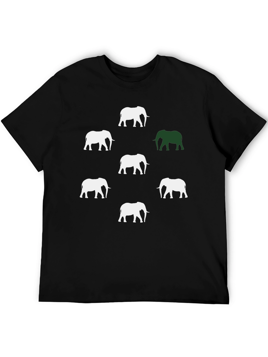 Elephant Pattern Graphic Tee - Black