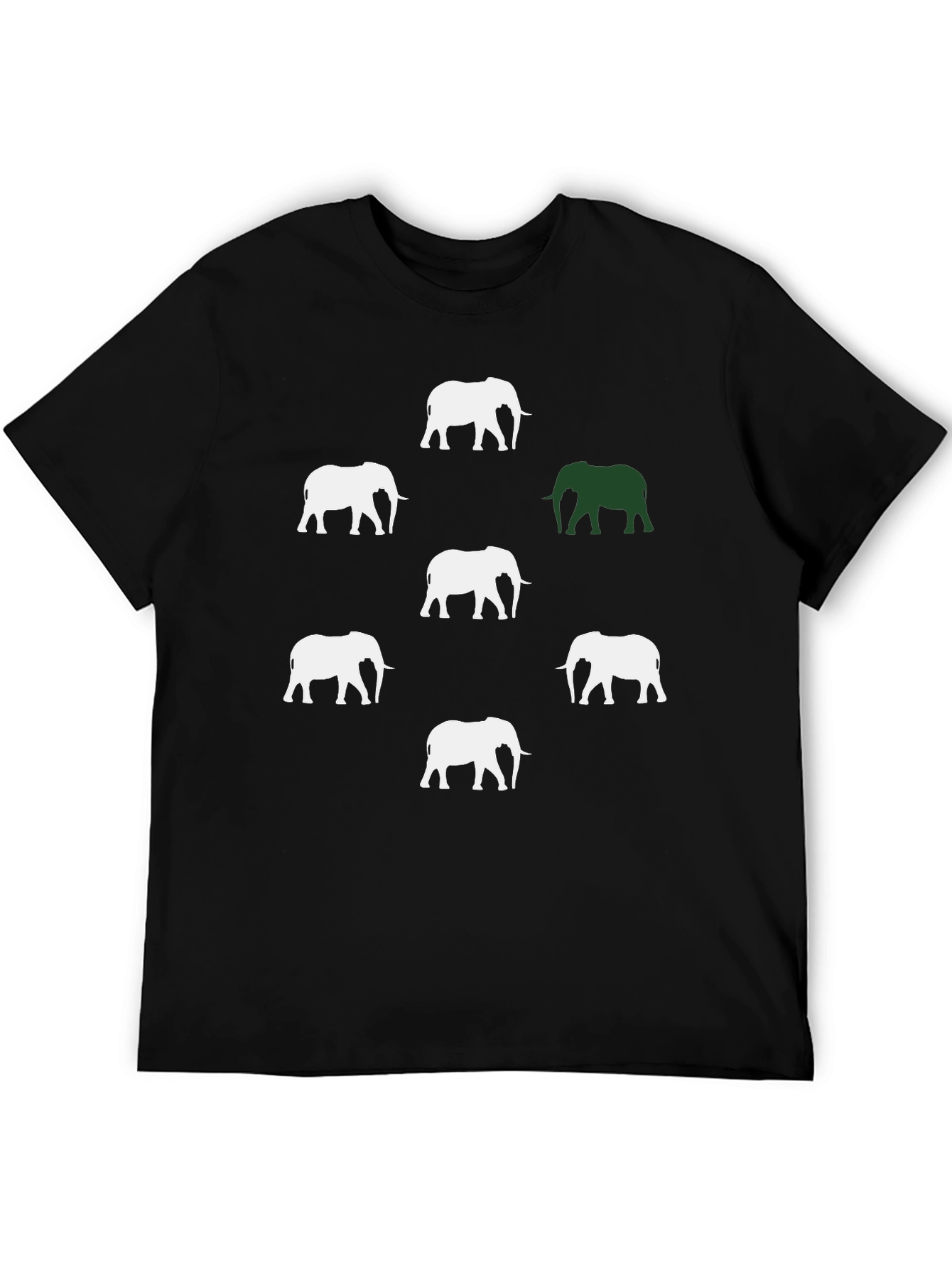 Elephant Pattern Graphic Tee - Black